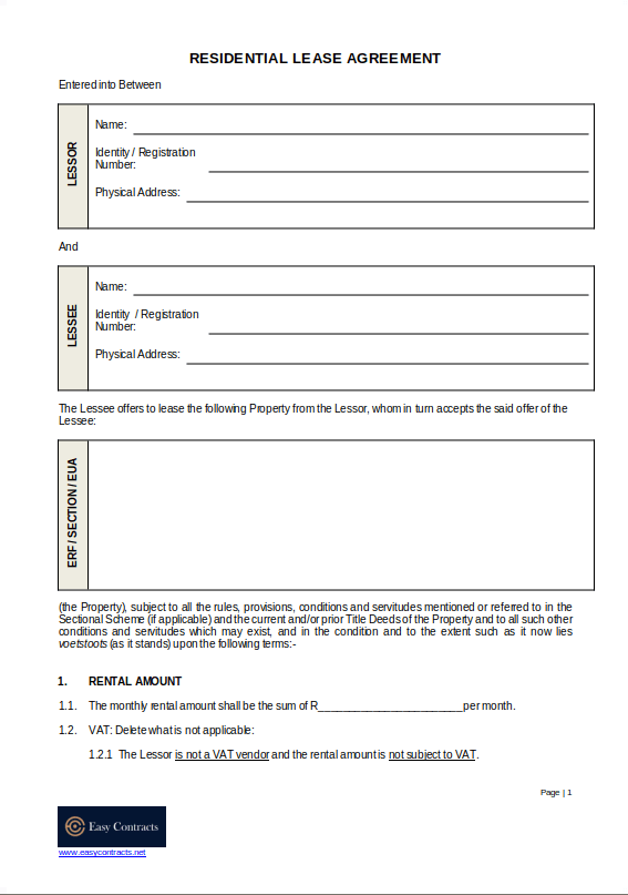 RESIDENTIAL LEASE AGREEMENT