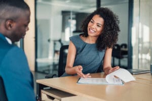 Lady signing lease